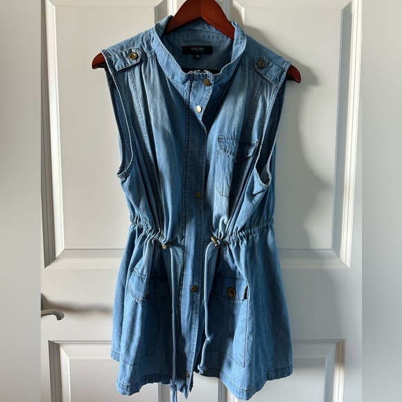 Black Label Jackets & Blazers - Black Label C’est Toi Chambray Utility Vest Tunic Cinched Waist 1XL
